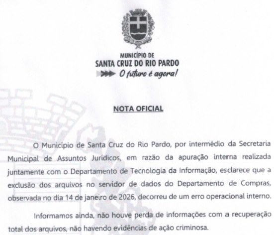 Nota Oficial da Secretaria Municipal de Assuntos Jurídicos