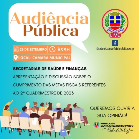 [SAUDE E FINANÇAS] PREFEITURA DE SANTA CRUZ DO RIO PARDO REALIZA AUDIÊNCIA PÚBLICA.