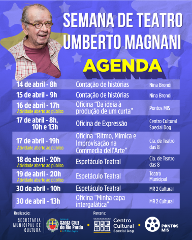 Semana de Teatro Umberto Magnani promove Cultura e experiências artísticas em Santa Cruz do Rio Pardo