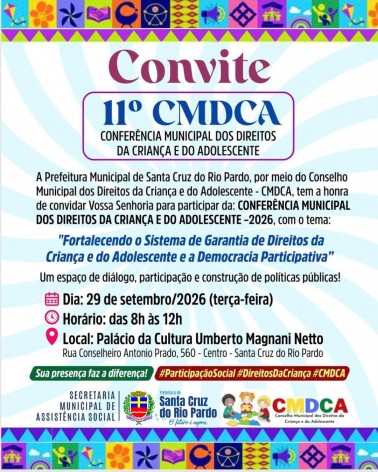 11ª CMDCA - CONFERÊNCIA MUNICIPAL DOS DIREITOS DA CRIANÇA E DO ADOLESCENTE