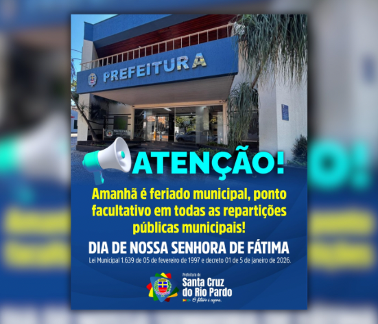 13 de maio: feriado municipal