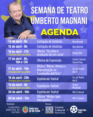 Semana de Teatro Umberto Magnani promove cultura e experiências artísticas em Santa Cruz do Rio Pardo