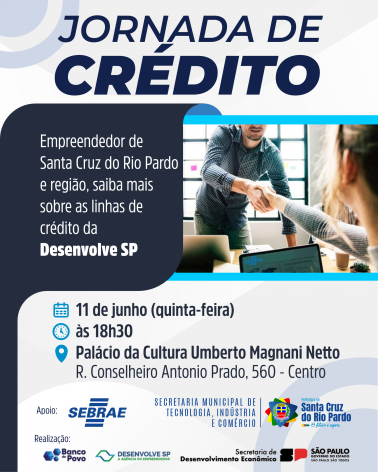 JORNADA DE CRÉDITO: 11/06/2026 em Santa Cruz do Rio Pardo