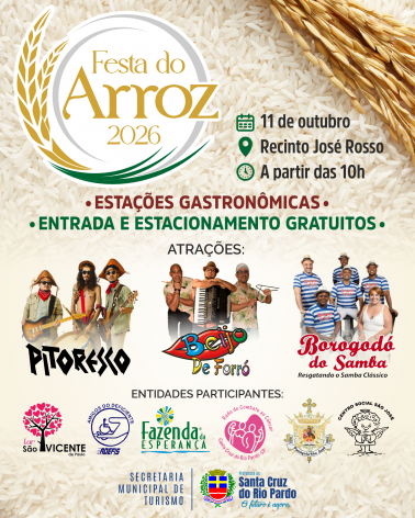 FESTA DO ARROZ RETORNA A SANTA CRUZ DO RIO PARDO COM GASTRONOMIA, CULTURA, MÚSICA E SOLIDARIEDADE