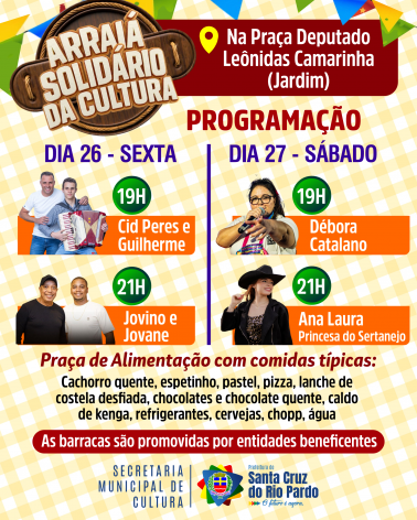 Arraiá Solidário da Cultura ️| dias 26 e 27 de junho de 2026