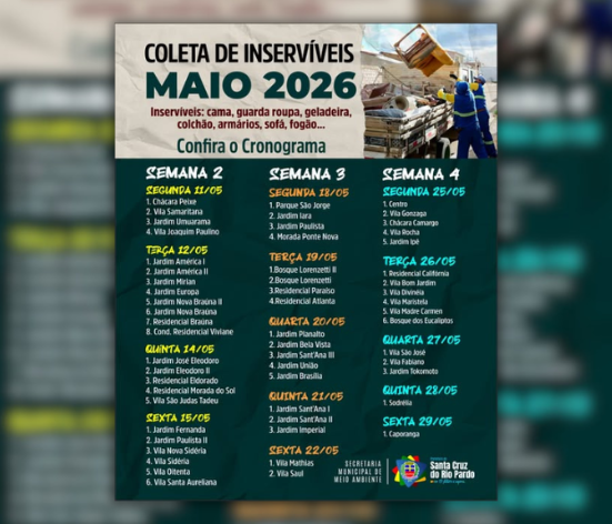 Cronograma da Coleta de Inservíveis atualizado